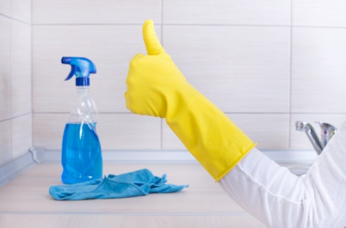 Technician performing deep upholstery cleaning in Lee home